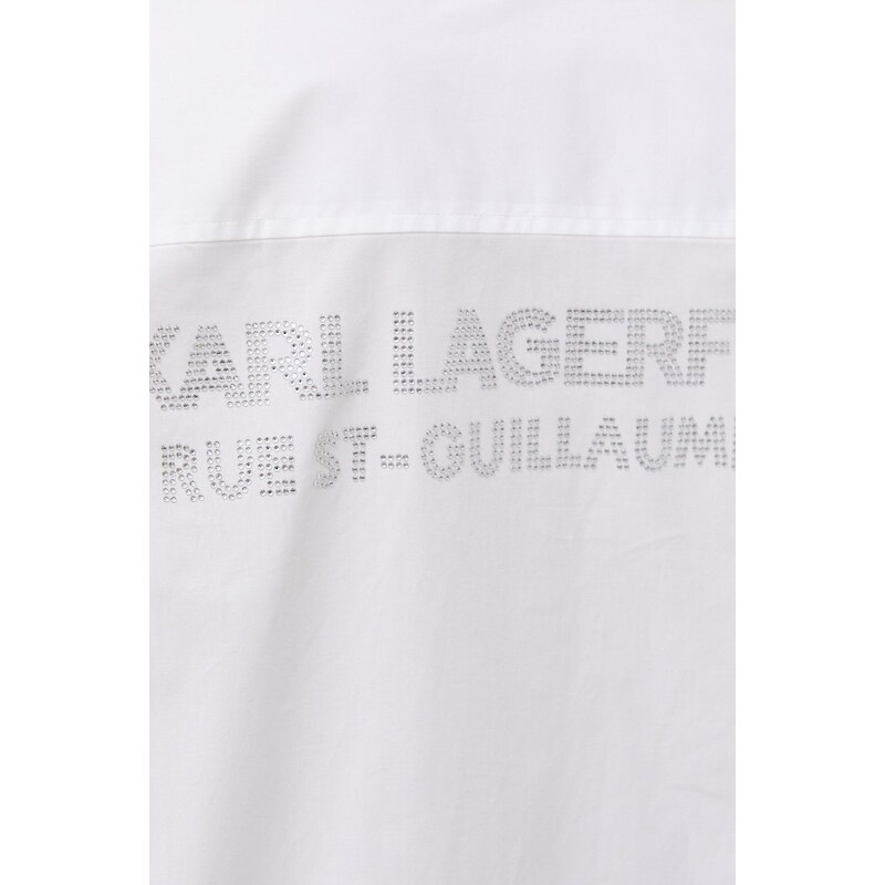 Košile Karl Lagerfeld bílá barva, relaxed, s klasickým límcem