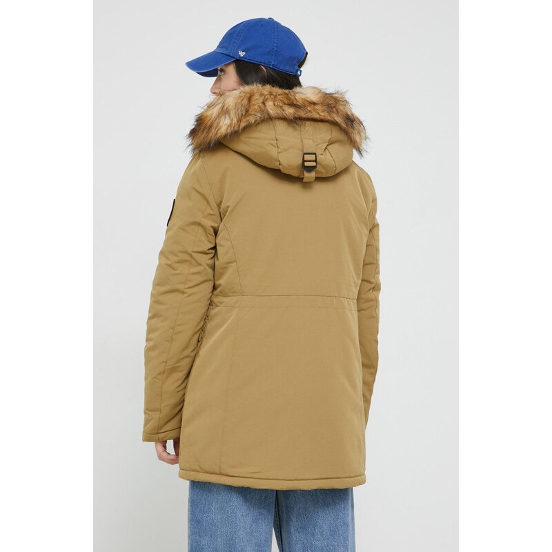 Parka Superdry dámská, zelená barva, zimní