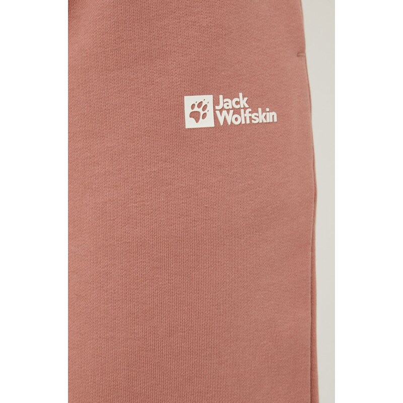 Bavlněné tepláky Jack Wolfskin růžová barva