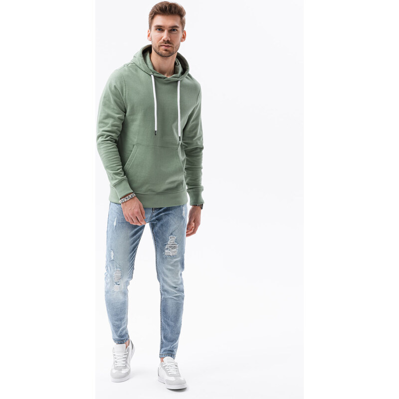 Ombre Clothing Pánská mikina s kapucí - zelená B1147