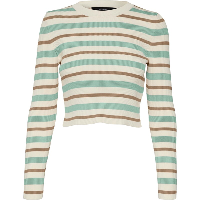 VERO MODA Svetr ANITA krémová / pastelová modrá / brokátová