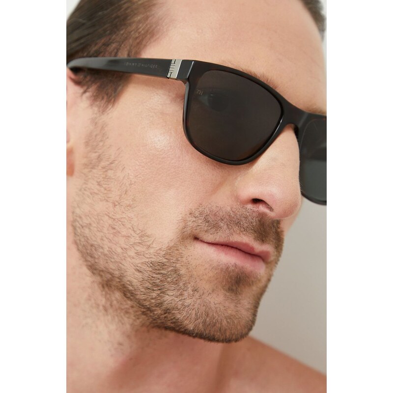 Sluneční brýle Tommy Hilfiger pánské, hnědá barva