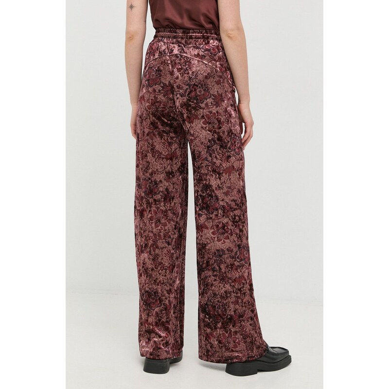 Kalhoty Guess dámské, růžová barva, široké, high waist