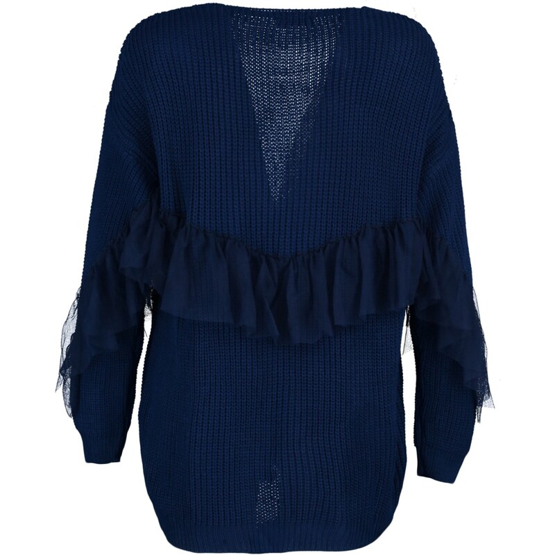 Trendyol Navy Blue Tulle Knitwear Cardigan