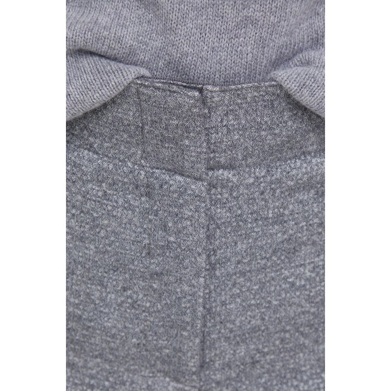 Kalhoty s příměsí vlny Emporio Armani dámské, šedá barva, široké, high waist