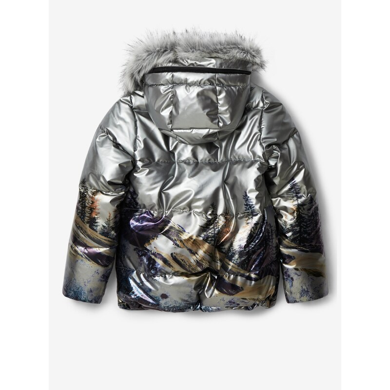 Stříbrná holčičí zimní bunda Desigual Infinito - Holky