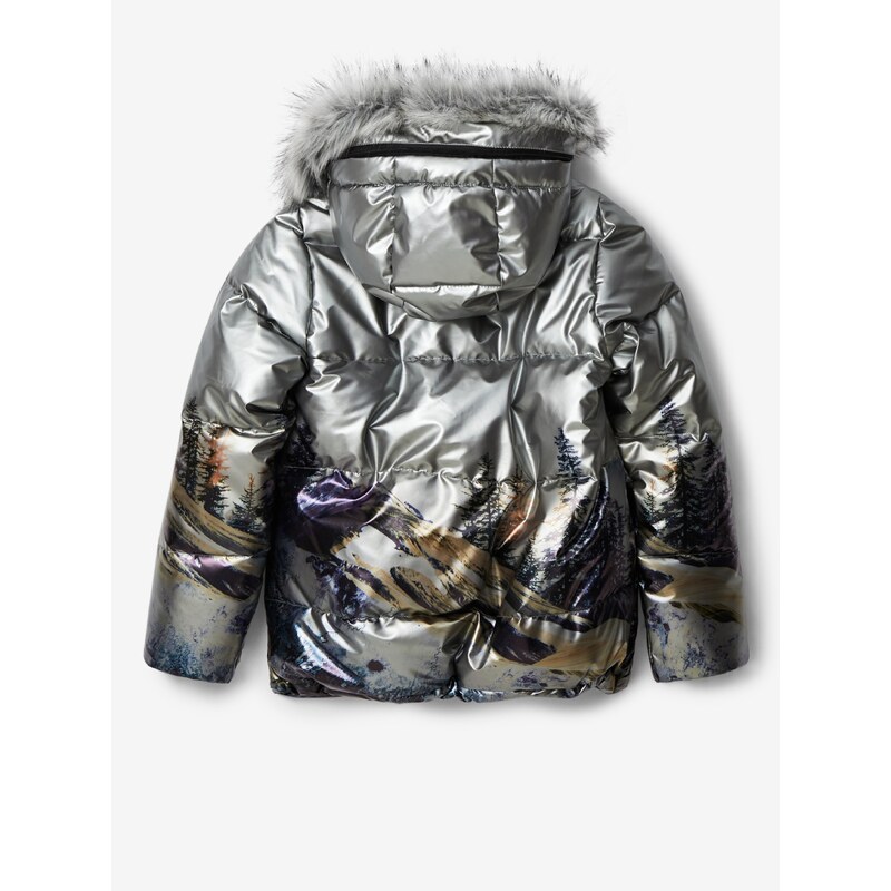 Stříbrná holčičí zimní bunda Desigual Infinito - Holky