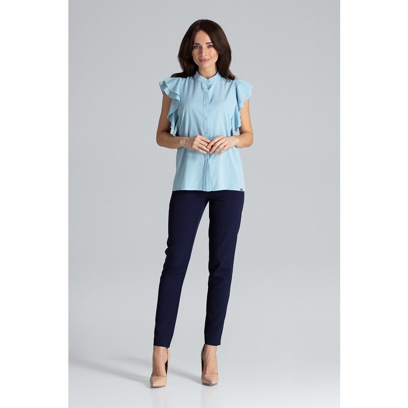 LENITIF Modrá halenka s krátkým rukávem K482 Light Blue