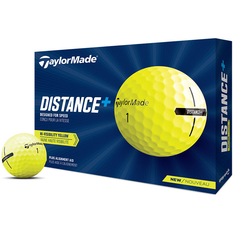 TaylorMade balls Distance+ 2-plášťový 3ks - žluté