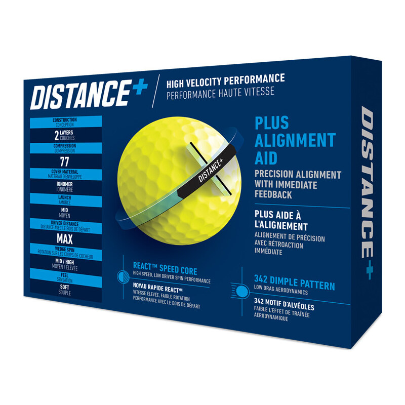 TaylorMade balls Distance+ 2-plášťový 3ks - žluté