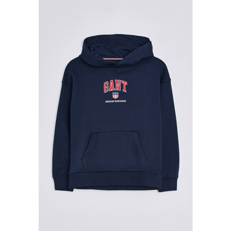 MIKINA GANT D2. GANT RETRO SHIELD HOODIE modrá 122/128