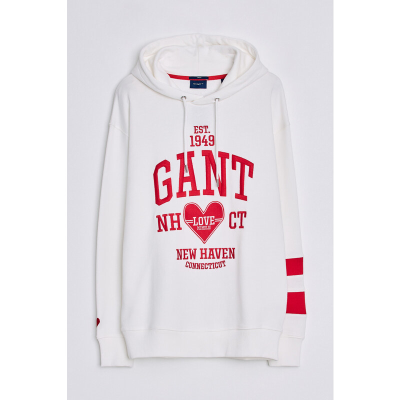 MIKINA GANT CV. UNISEX COLLEGIATE HEART HOODIE bílá XS