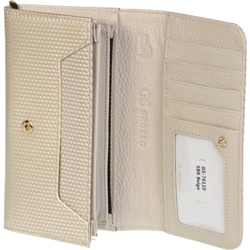 Barebag GROSSO Kožená dámská peněženka RFID béžová v dárkové krabičce