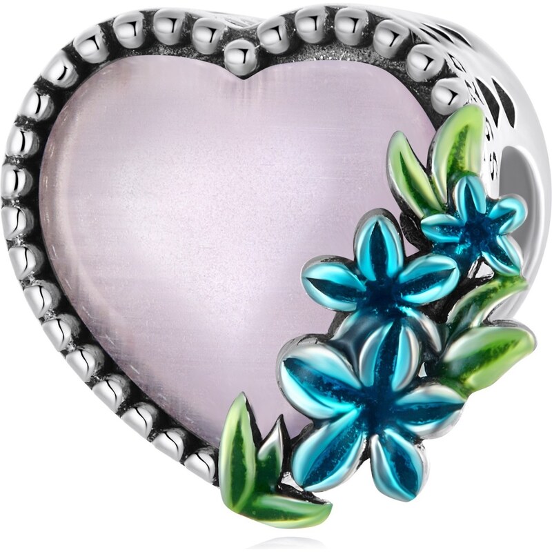 Royal Fashion stříbrný přívěsek Romantické květované srdce BSC627
