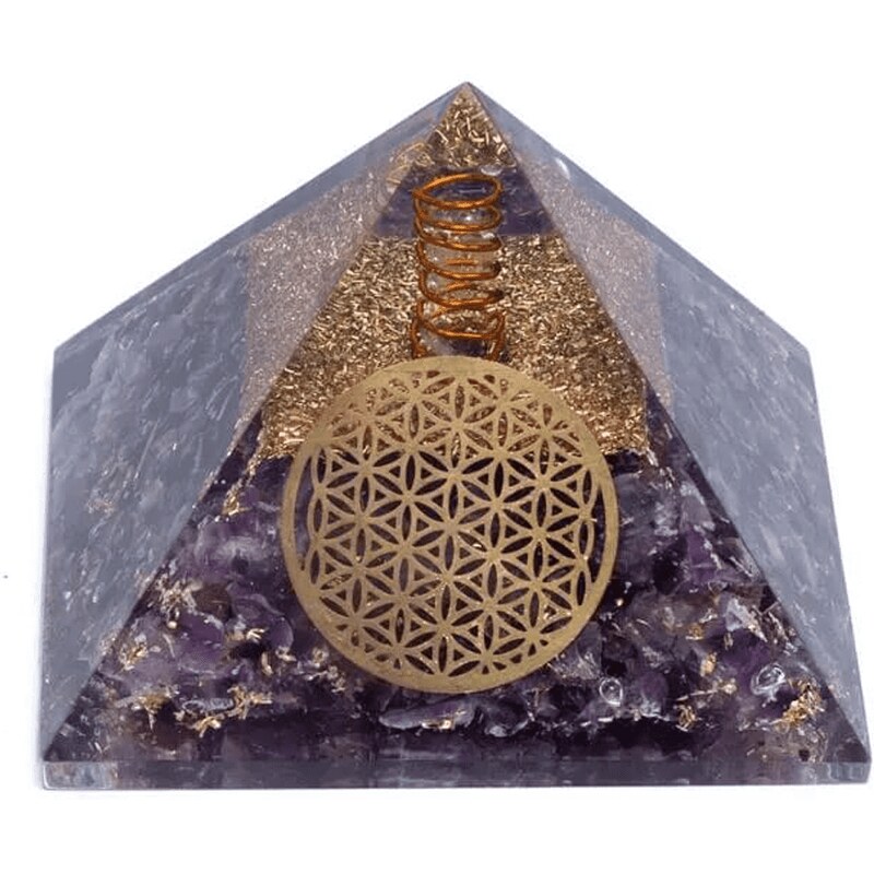Milujeme Kameny Orgonit - ametyst - pyramida - květ života