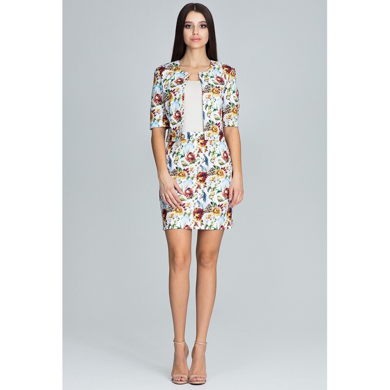 FIGL Dámský květinový set saka a sukně M591 Pattern 81