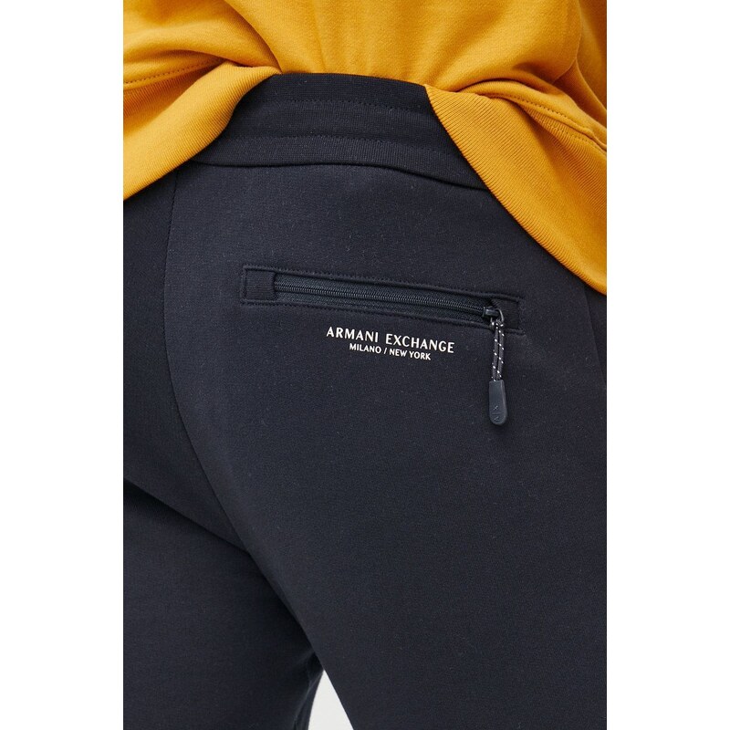 Kalhoty Armani Exchange pánské, tmavomodrá barva, hladké, 8NZP73 ZJKRZ NOS