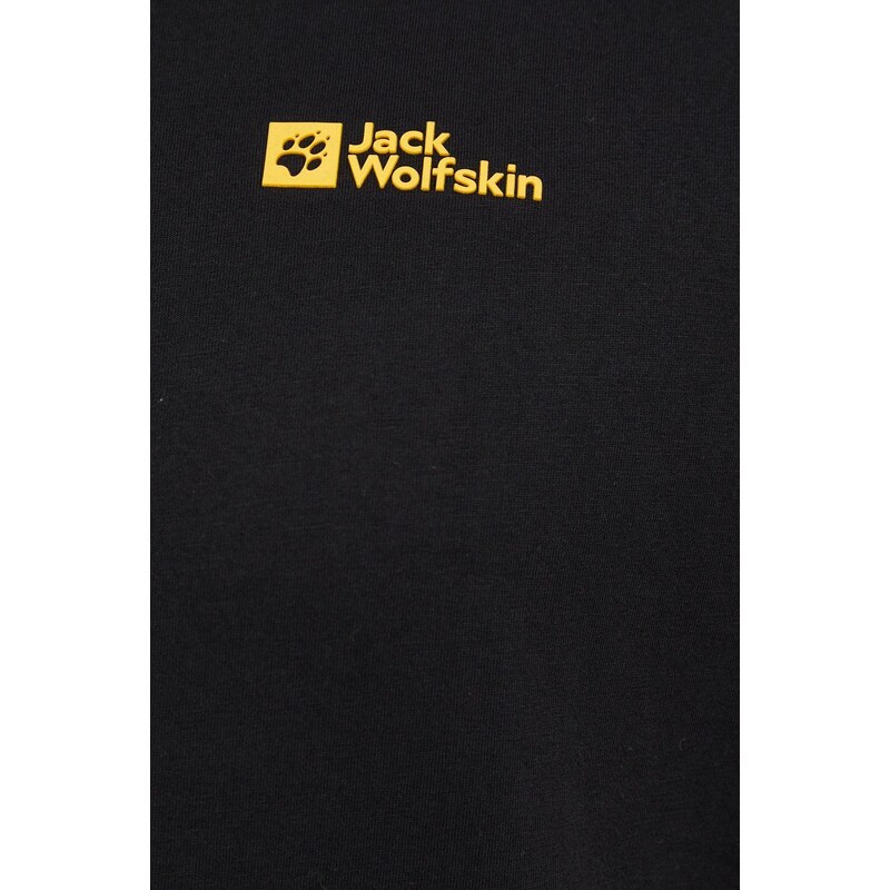 Bavlněné tričko Jack Wolfskin černá barva, 1808382