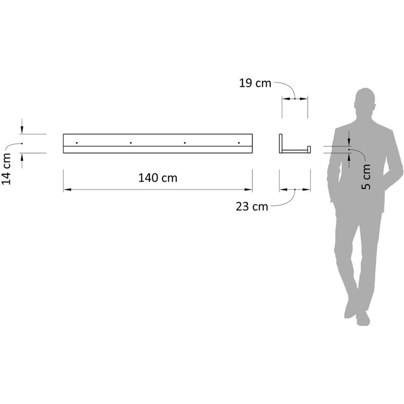 Dubová police Cioata Atlas 140 cm