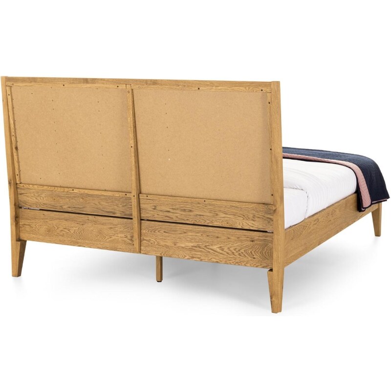 Dubová dvoulůžková postel Cioata Victoria Petrol 180 x 200 cm s látkovým opěradlem