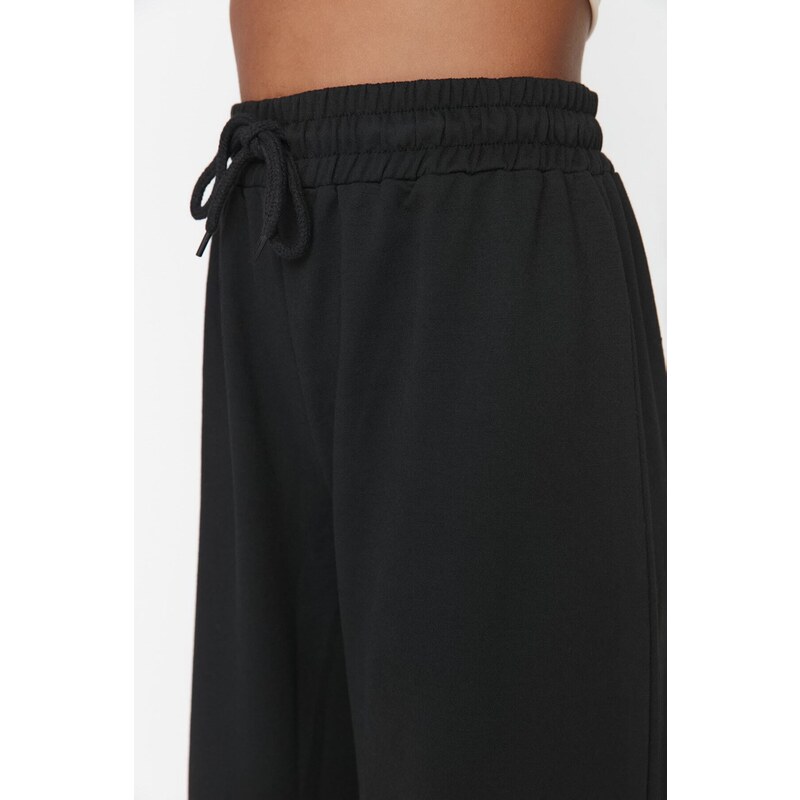 Trendyol Black Wide Leg Thin Knitted Sports Sweatpants