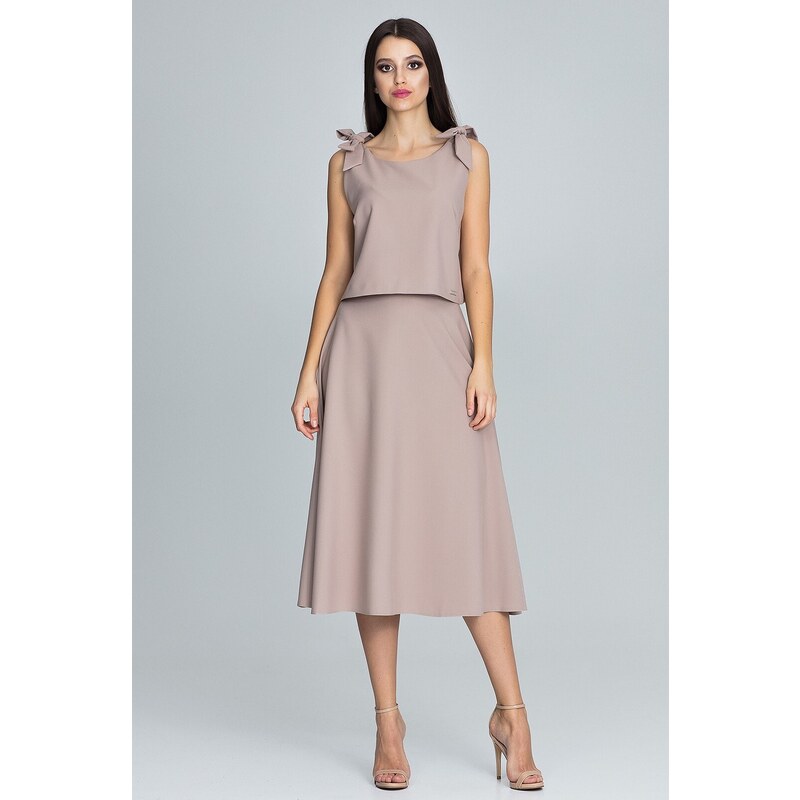 FIGL Béžový Set elegantní sukně a top M578 Beige