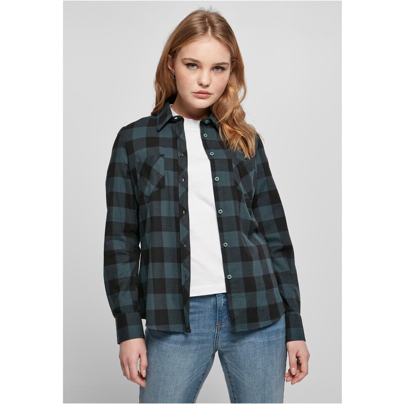 Urban Classics Ladies Turnup Checked Flanell Shirt jaspis/black