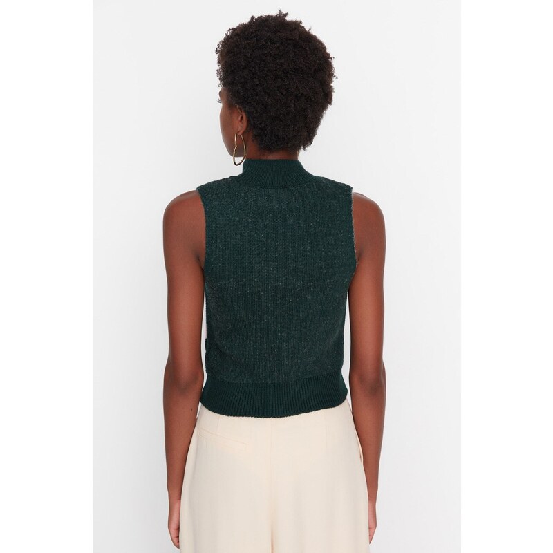 Trendyol Smaragdově zelené srdce žakárový pletený svetr