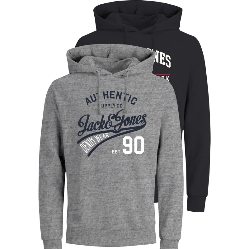 JACK & JONES Mikina Ethan noční modrá / šedý melír / červená /