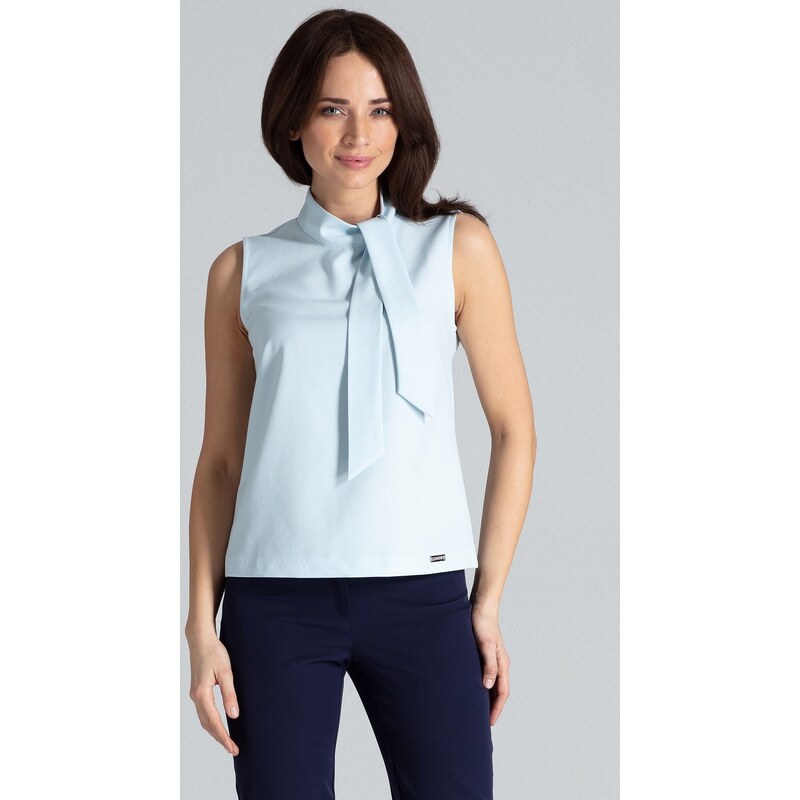 LENITIF Halenka s mašlí u krku K481 Light Blue