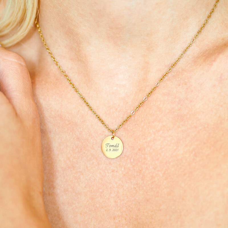 MIDORINI.CZ Personalizovaný dámský náhrdelník s medailonkem, vlastní text na přání, chirurgická ocel