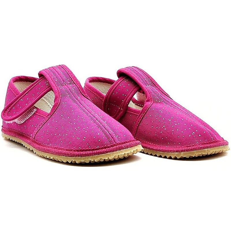 Barefoot bačkůrky BEDA PINK SHINE Růžová BF 060010/W/02 (ZÚŽENÉ)