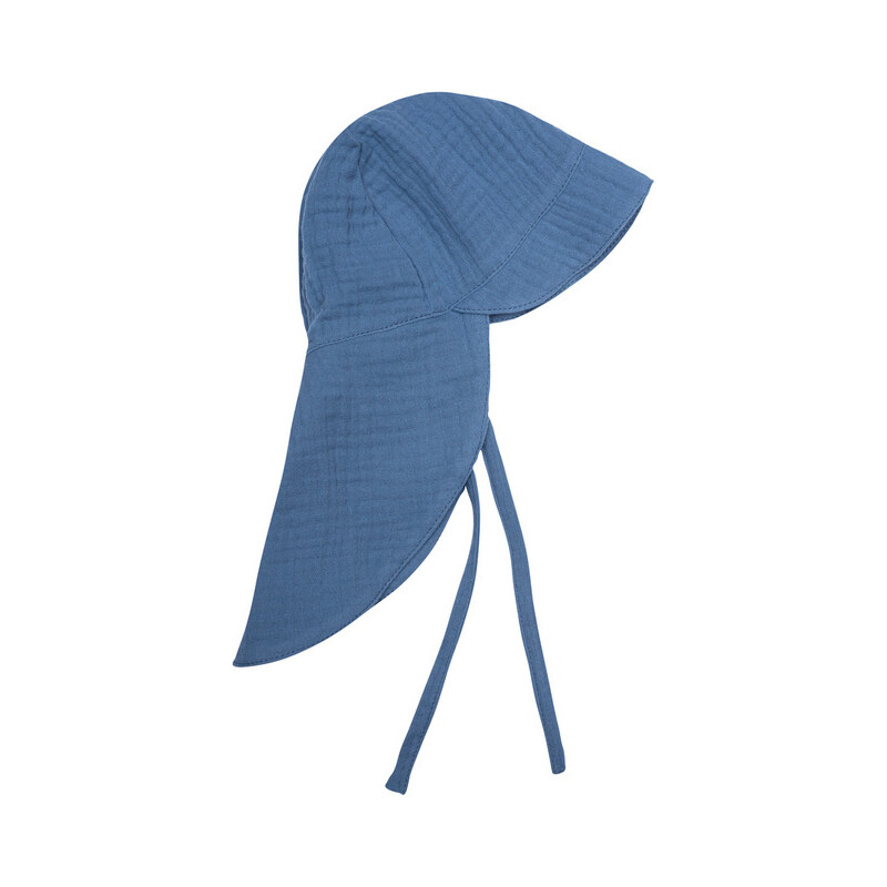 MUFFIN MODE Kojenecká letní čepice s kšiltem z mušelínu Muslin Sun Hat GOTS, modrá