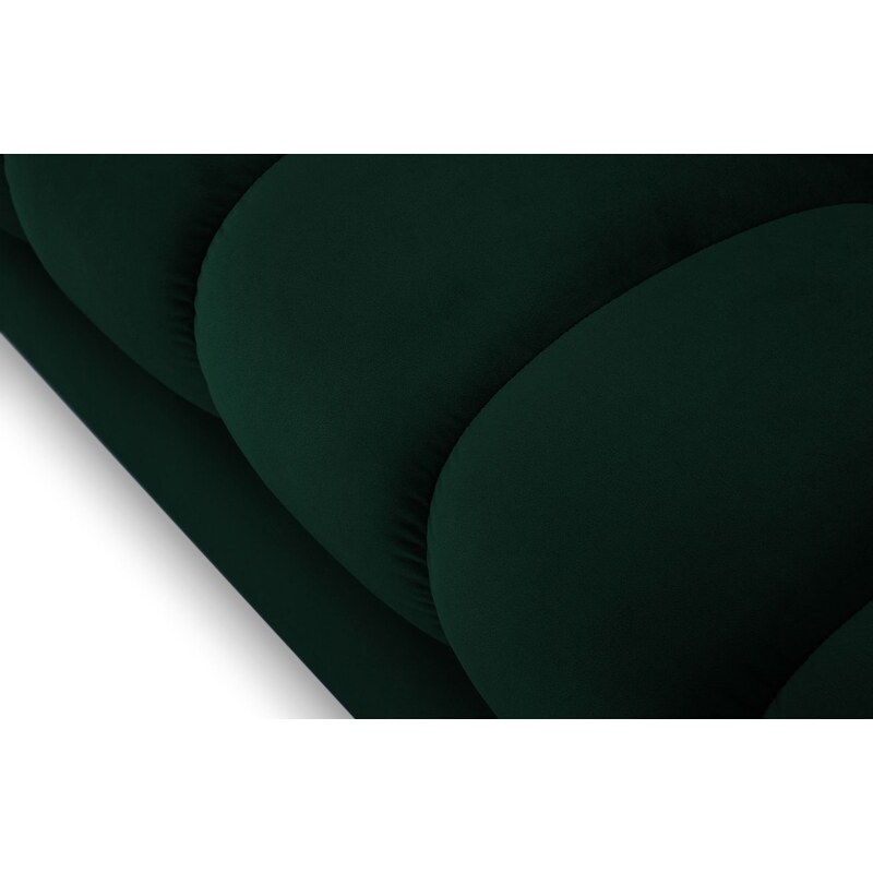 Tmavě zelená sametová třímístná pohovka MICADONI Mamaia 177 cm se zlatou podnoží