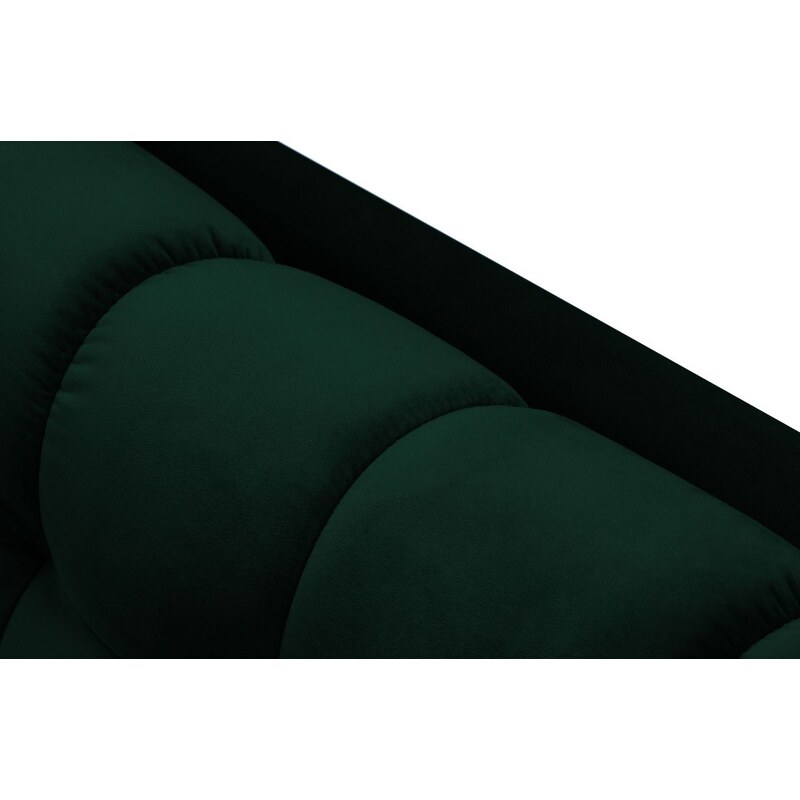 Tmavě zelená sametová třímístná pohovka MICADONI Mamaia 177 cm se zlatou podnoží