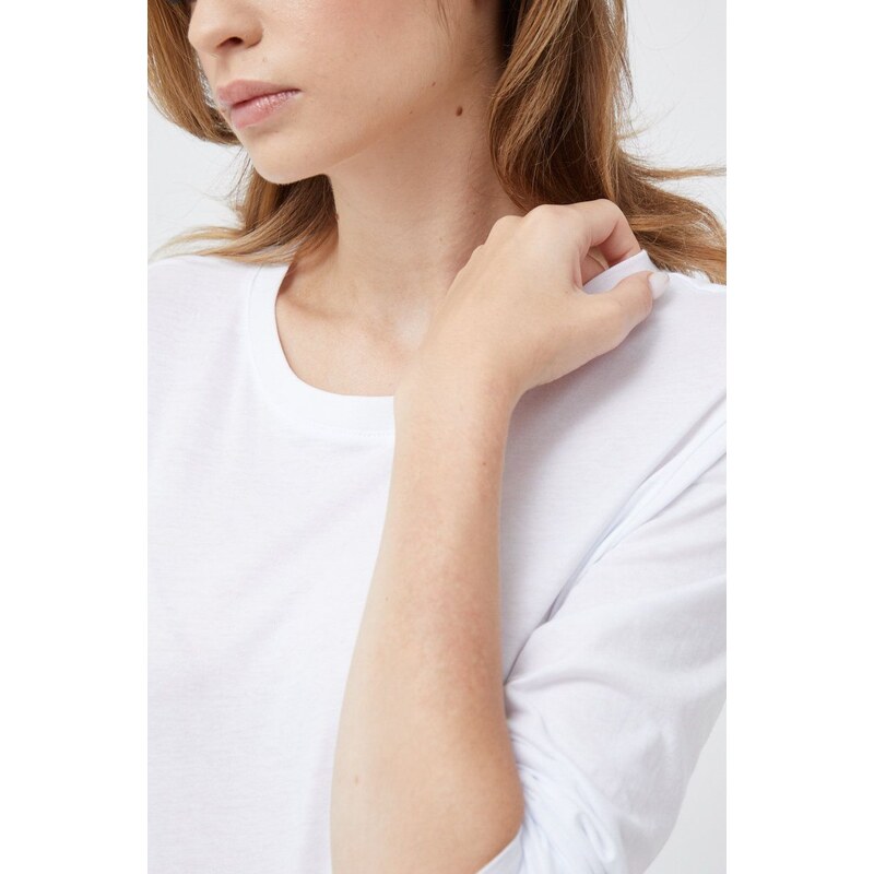 Bavlněné tričko s dlouhým rukávem Armani Exchange bílá barva