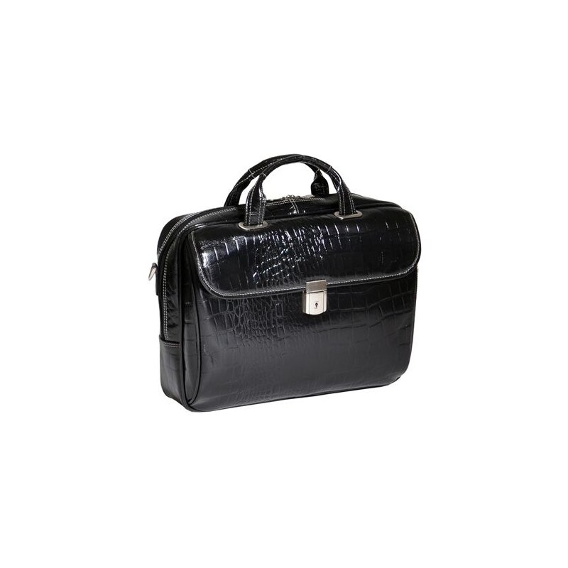 McKlein Siamod Ignoto - luxusní černá kožená kabelka na notebook