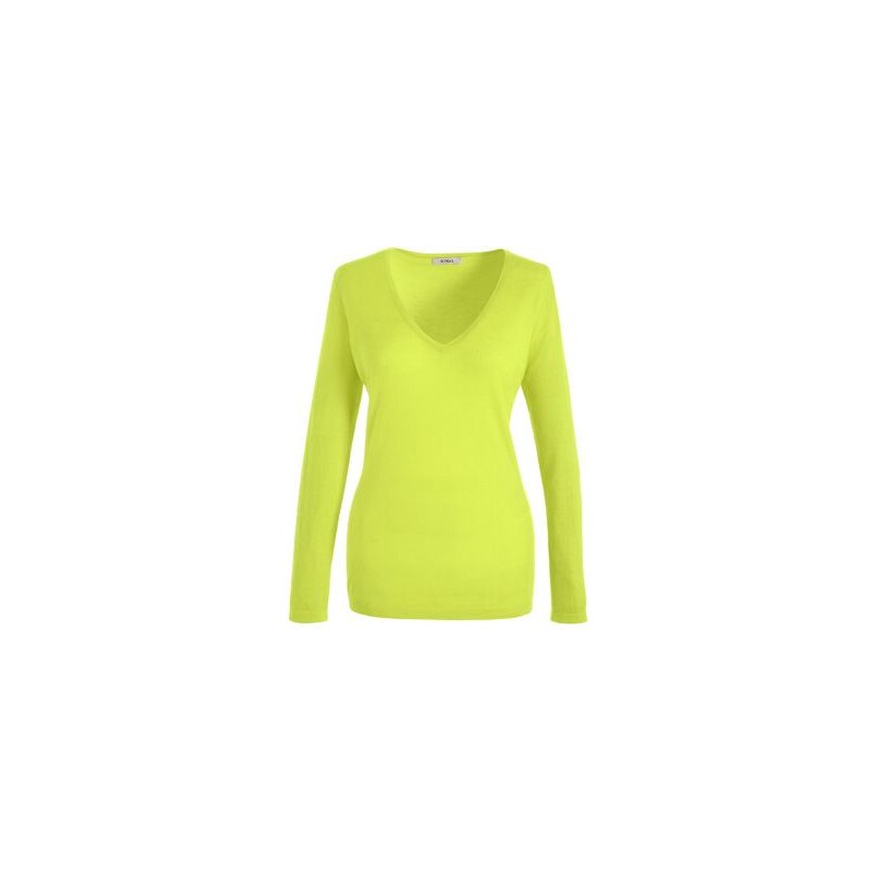 Světle žlutozelený dámský kašmírový svetr s výstřihem do V, N.PEAL