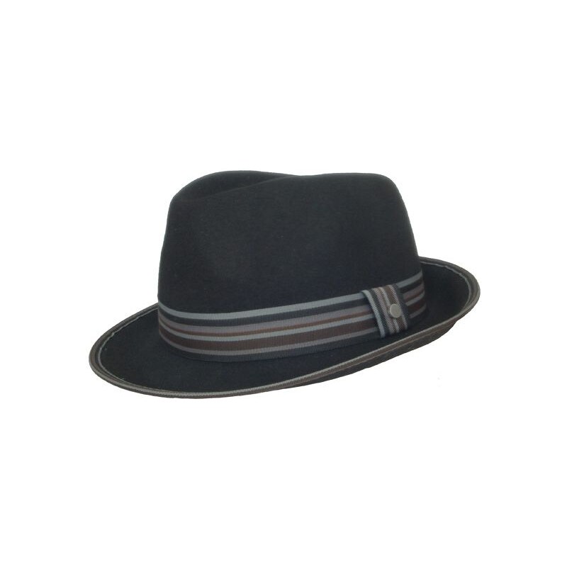 Stetson Schiller - černý Trilby klobouk s barevnou stužkou