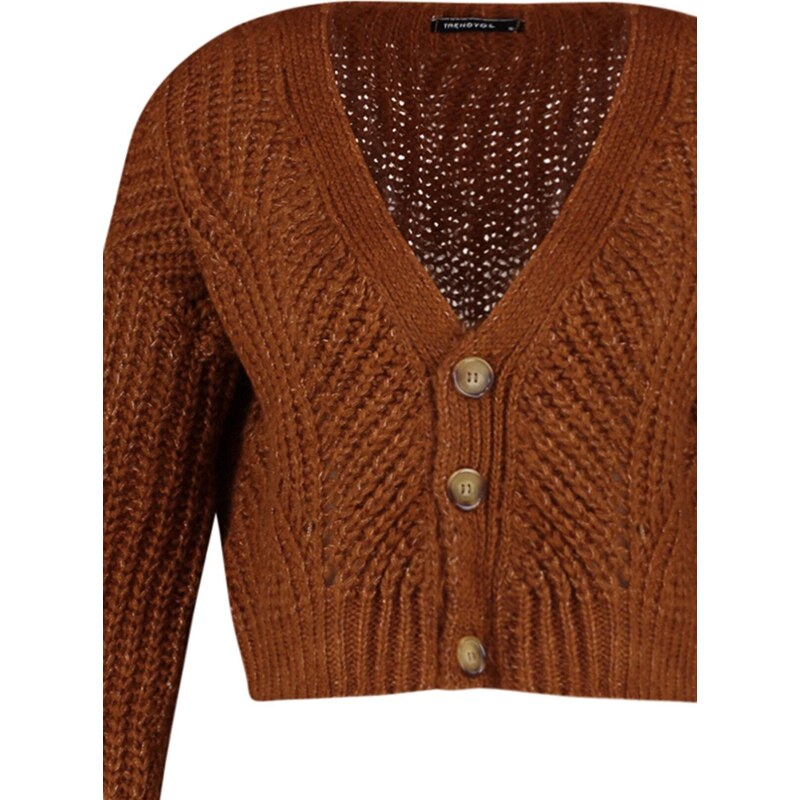 Trendyol Tile Button Detailní Crop Knitwear Cardigan