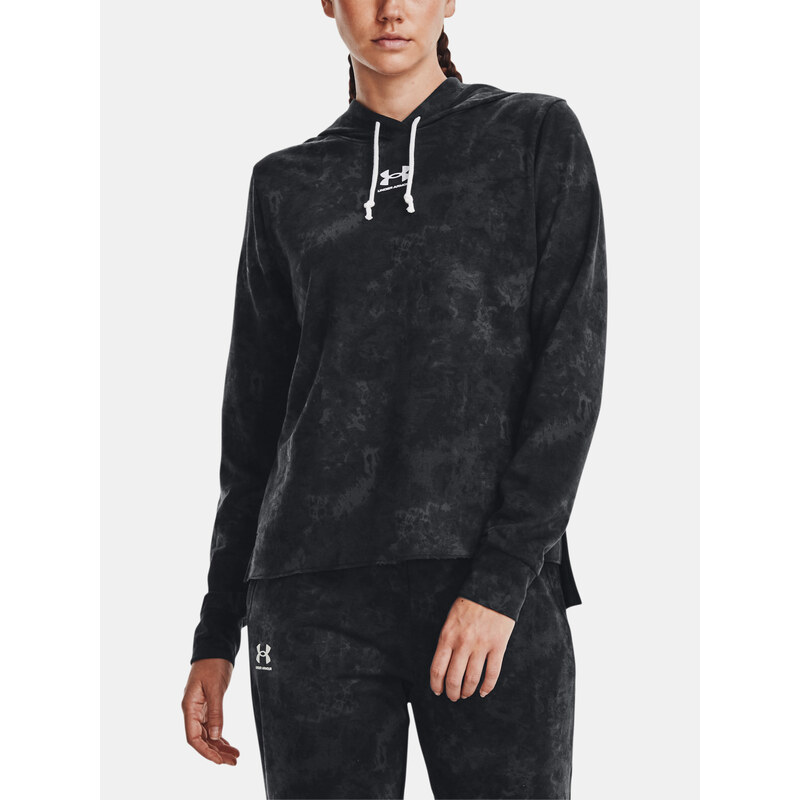 Under Armour Mikina Rival Terry Print Hoodie-BLK - Dámské