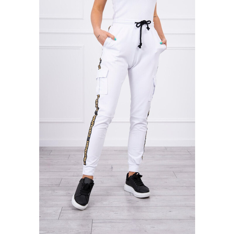 K-Fashion Bílé nákladní kalhoty