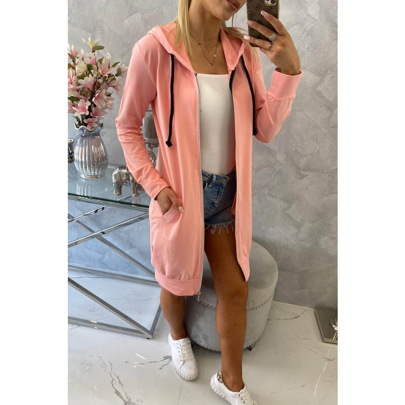 K-Fashion Mikina s kapucí lososová