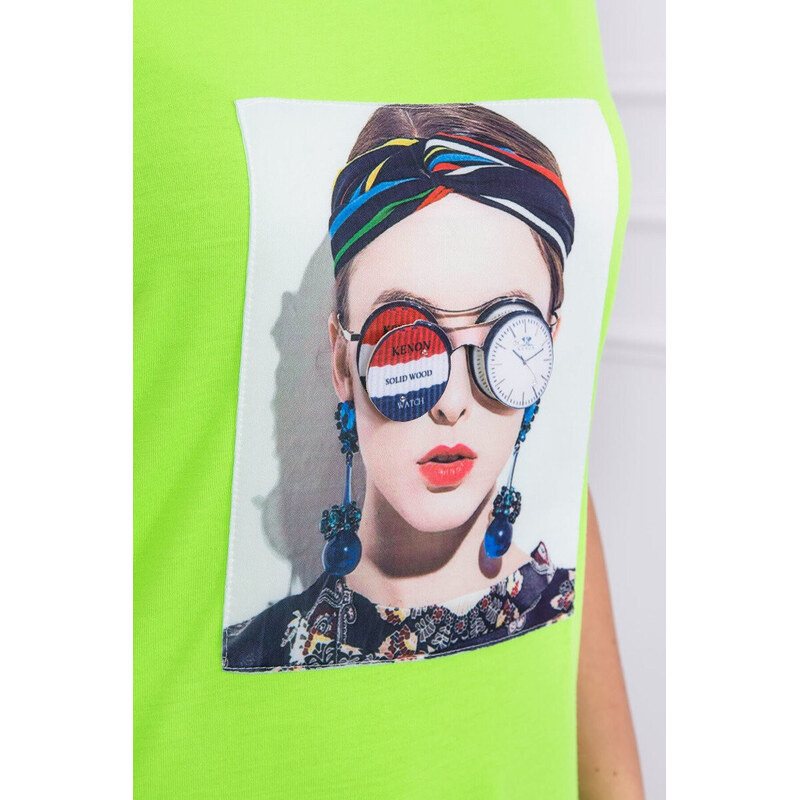 K-Fashion Halenka s dámskou grafickou zelenou neonovou barvou 84211330