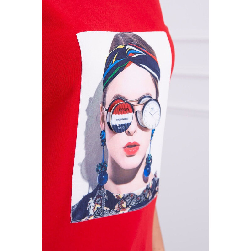 K-Fashion Halenka s ženskou grafikou červená 84211325