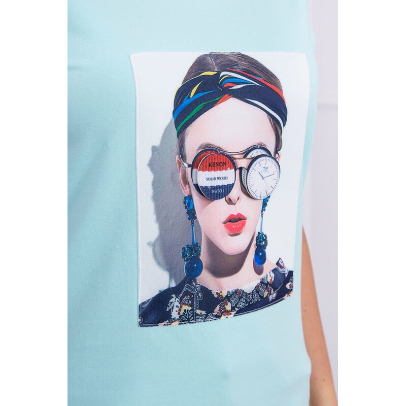 K-Fashion Halenka s dámskou grafikou v mátovém odstínu 84211326