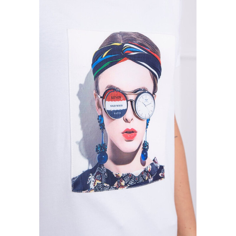 K-Fashion Halenka s ženskou grafikou bílá