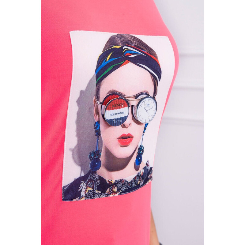 K-Fashion Dámská grafická halenka růžová neonová 84211329