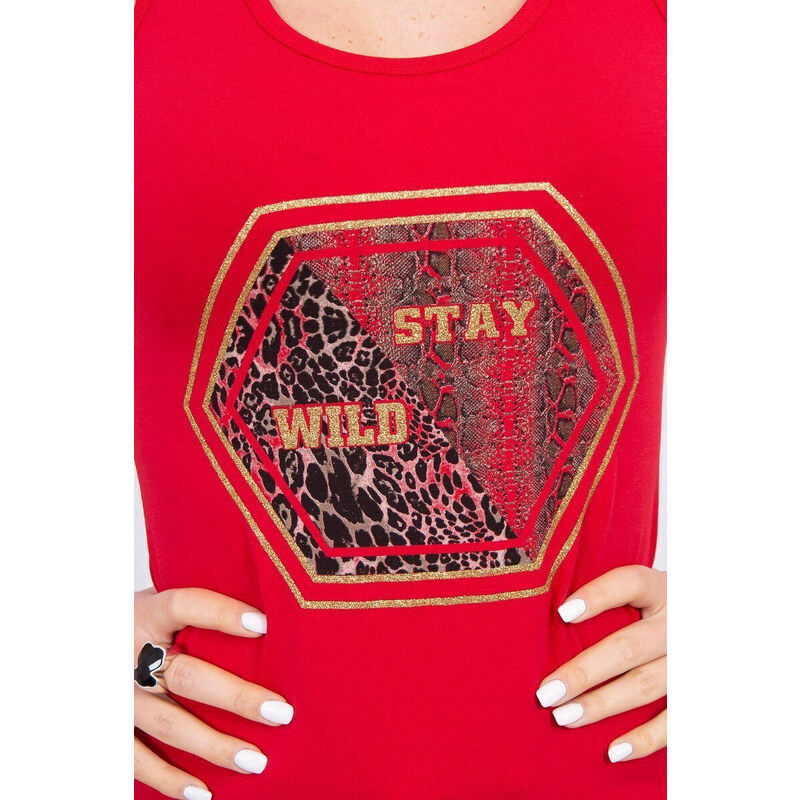 K-Fashion Halenka s potiskem Stay Wild red