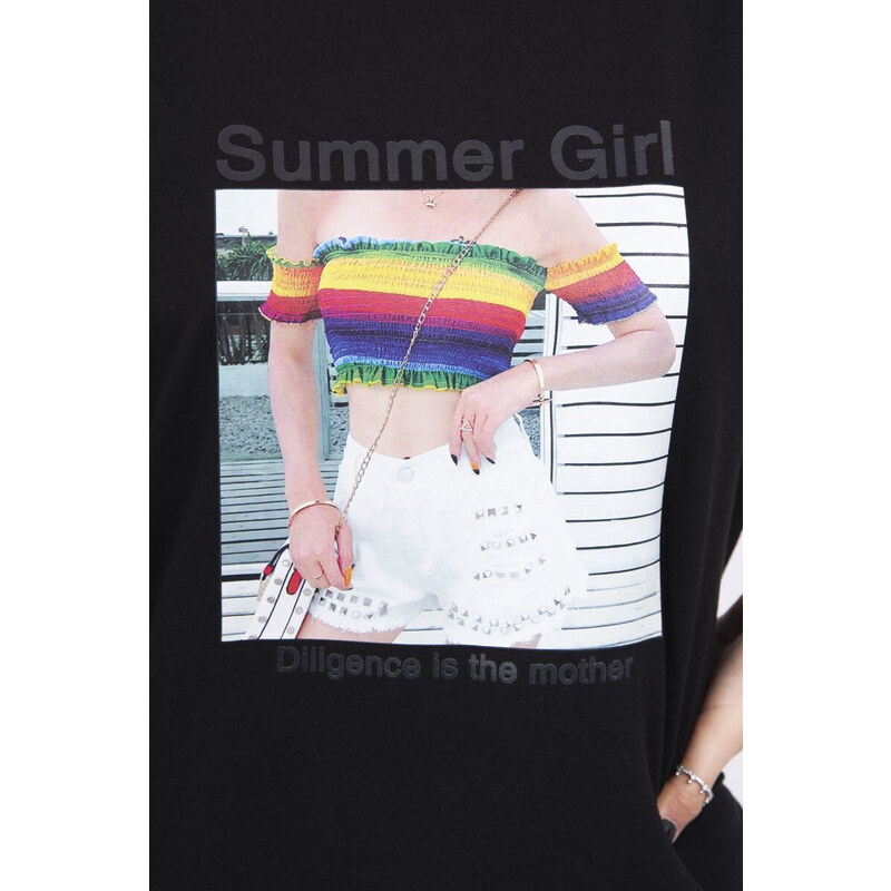 K-Fashion Halenka s potiskem Summer Girl černá 84211614